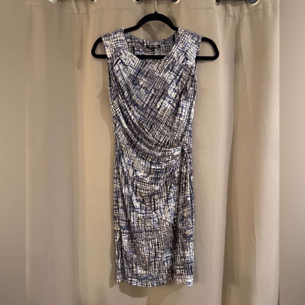 NIC+ZOE Blue and White Textured Midi Dress